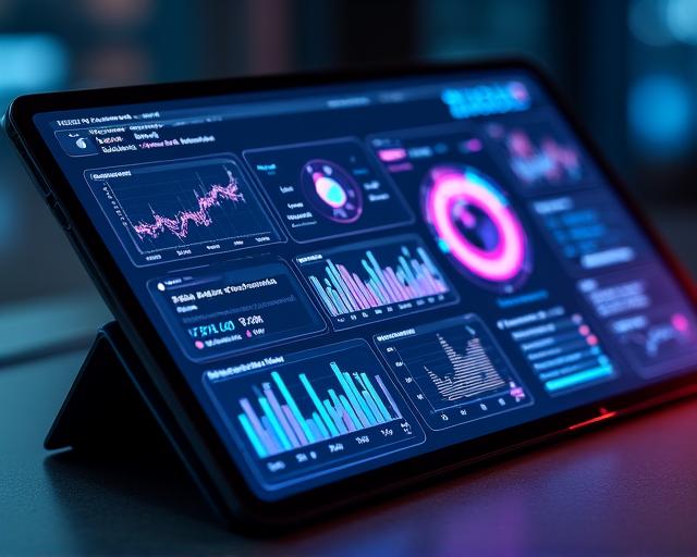 Mobile optimized tablet view showing complex financial growth charts and AI insights