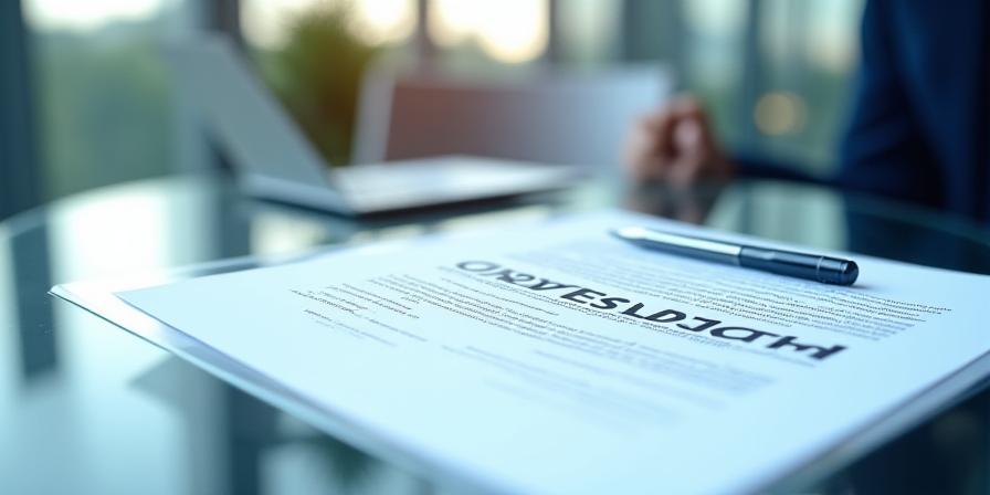 Close up of a professional legal contract for AI services